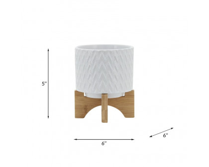 Sagebrook™ 5" Chevron Planter With Stand - White