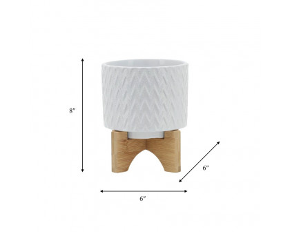 Sagebrook™ 5" Chevron Planter With Stand - White