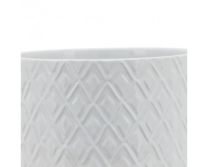 Sagebrook 8" Diamond Planter With Stand - White