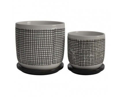 Sagebrook 5"/6" Mesh Design Planters With Saucer (Set Of 2)