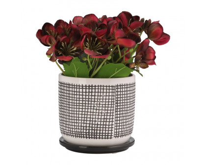 Sagebrook 6" Mesh Design Planter With Saucer - Gray