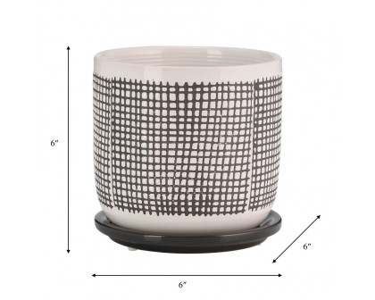 Sagebrook 6" Mesh Design Planter With Saucer - Gray