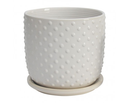 Sagebrook 5"/6" Tiny Dots Planters With Saucer (Set Of 2) - White