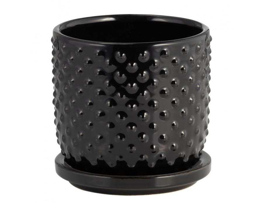 Sagebrook 5" Tiny Dots Planter With Saucer - Black