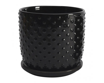 Sagebrook 5"/6" Tiny Dots Planters With Saucer (Set Of 2) - Black