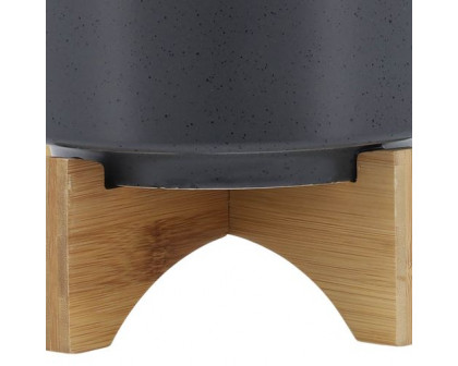 Sagebrook™ 8" Planter With Wood Stand - Matte Gray