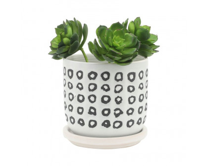 Sagebrook 5"/6" Aztec Planters With Saucer (Set Of 2) - Black