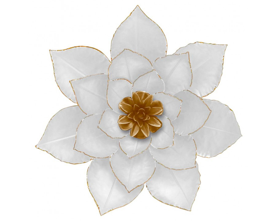 Sagebrook Metal Lotus Wall Decor - White/Gold