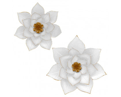 Sagebrook Metal Lotus Wall Decor - White/Gold