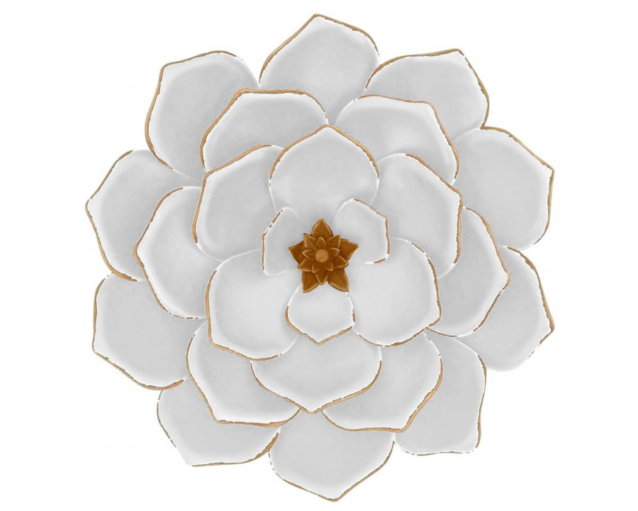 Sagebrook - Metal Multi-Layer Flower Wall Decor in White/Gold