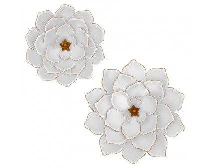 Sagebrook - Metal Multi-Layer Flower Wall Decor in White/Gold