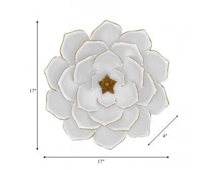 Sagebrook - Metal Multi-Layer Flower Wall Decor in White/Gold