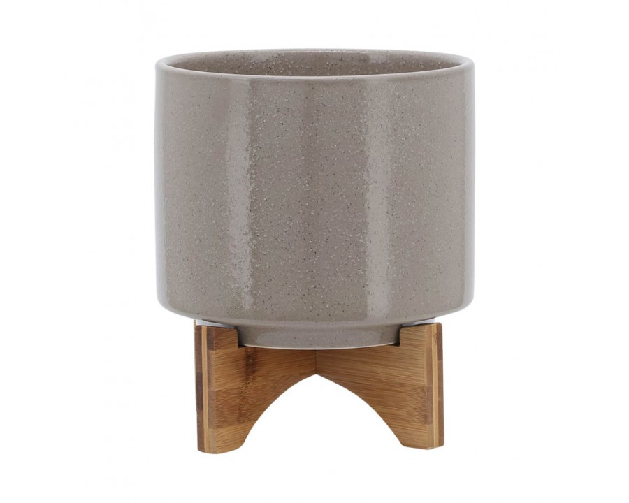 Sagebrook 8" Planter With Wood Stand - Beige