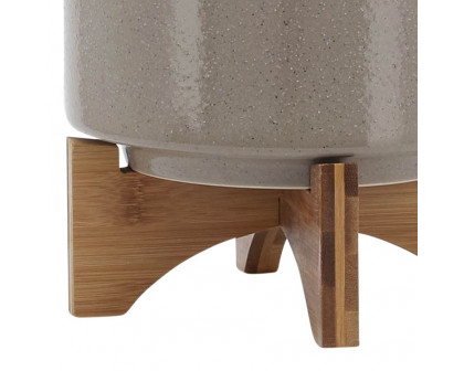 Sagebrook 8" Planter With Wood Stand - Beige