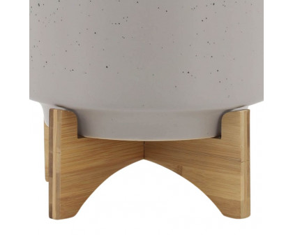 Sagebrook™ 10" Planter With Wood Stand - Matte Beige