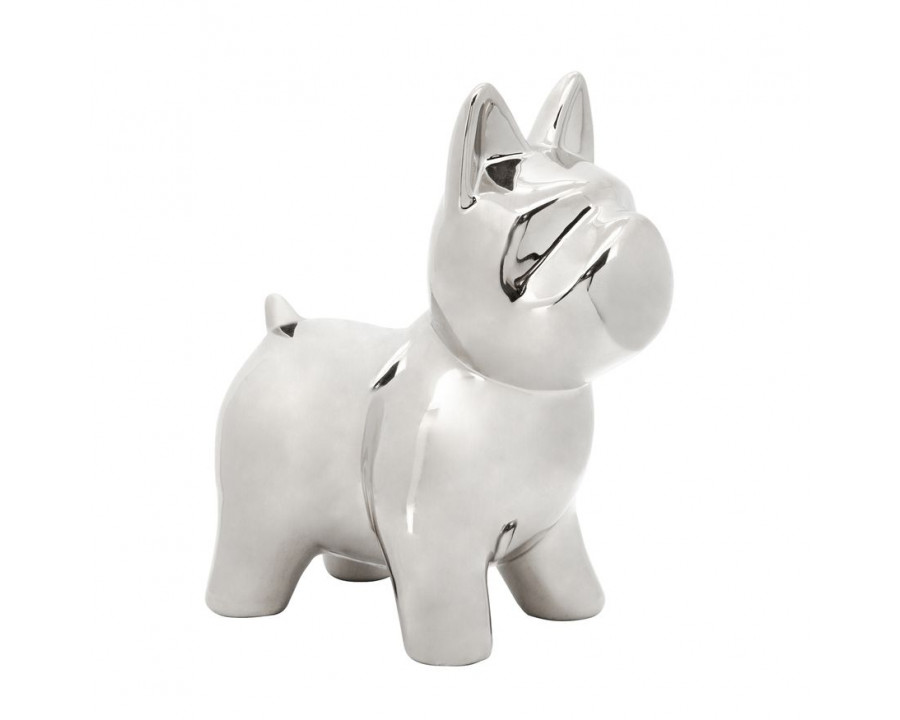 Sagebrook 8" Ceramic Dog Table Decor - Silver