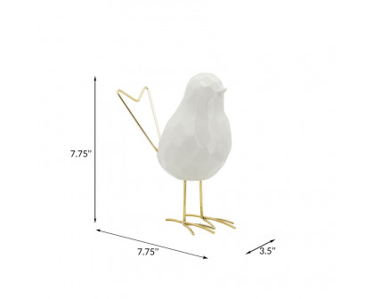 Sagebrook - 8" Bird Statuette in White