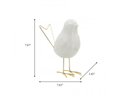 Sagebrook - 8" Bird Statuette in White