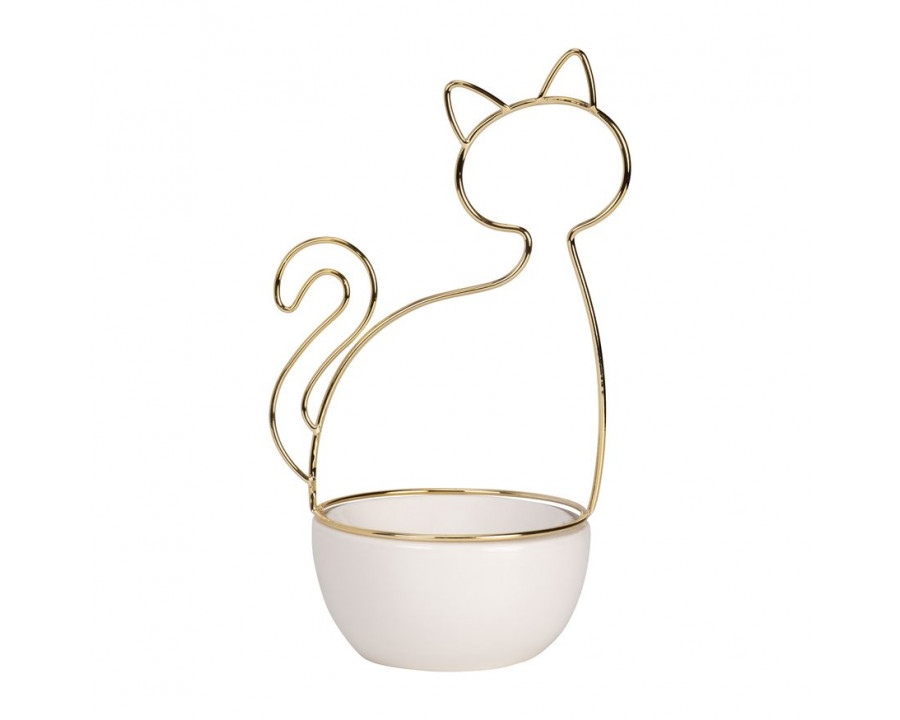 Sagebrook - 10" Cat Trinket Tray in White