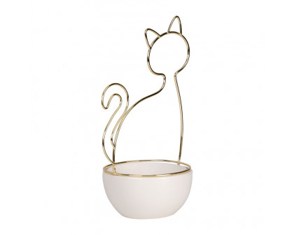 Sagebrook - 10" Cat Trinket Tray in White