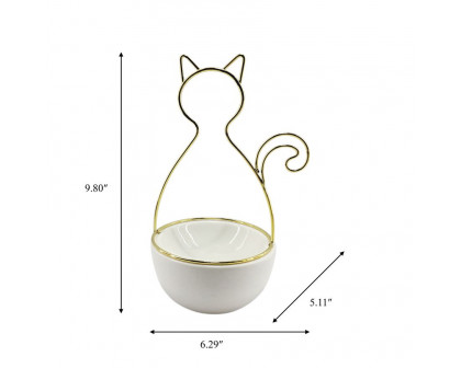 Sagebrook - 10" Cat Trinket Tray in White