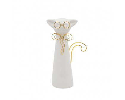 Sagebrook 7" Cat With Glasses Decor