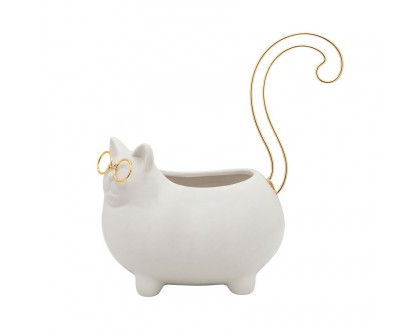 Sagebrook - 8" Kitty Trinket Tray in White