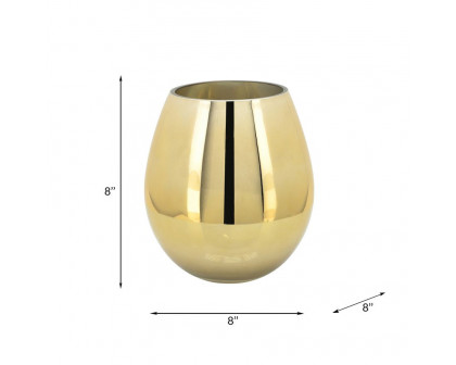 Sagebrook Glass 8" Metallic Vase - Gold