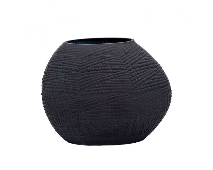 Sagebrook Glass 8" Textured Vase - Black