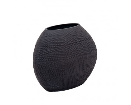 Sagebrook Glass 8" Textured Vase - Black