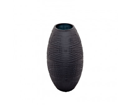 Sagebrook Glass 8" Textured Vase - Black