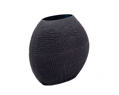 Sagebrook Glass 10" Textured Vase - Black