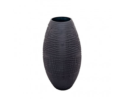 Sagebrook Glass 10" Textured Vase - Black