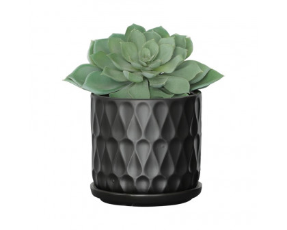 Sagebrook 6" Teardrop Planters with Saucer (Set Of 2) - Black