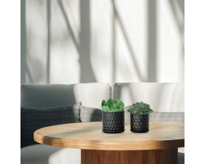 Sagebrook 6" Teardrop Planters with Saucer (Set Of 2) - Black