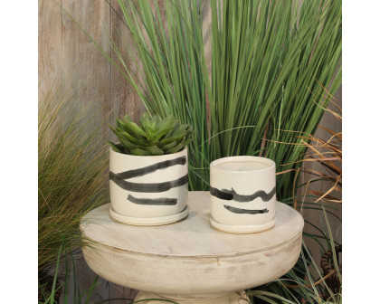 Sagebrook 6" Painted Planters with Saucer (Set Of 2) - White