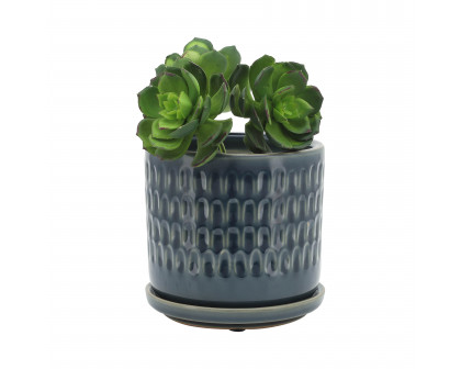 Sagebrook™ 6" Dimpled Planters with Saucer (Set Of 2) - Blue