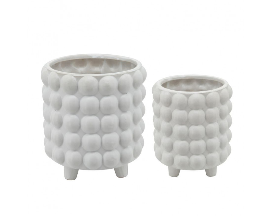 Sagebrook 6"/8" Bubble Planters (Set Of 2) - Matte White