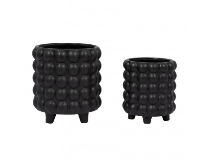 Sagebrook 6"/8" Bubble Planters (Set Of 2) - Matte Black