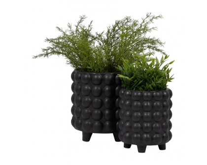 Sagebrook 6"/8" Bubble Planters (Set Of 2) - Matte Black