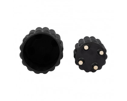 Sagebrook 6"/8" Bubble Planters (Set Of 2) - Matte Black