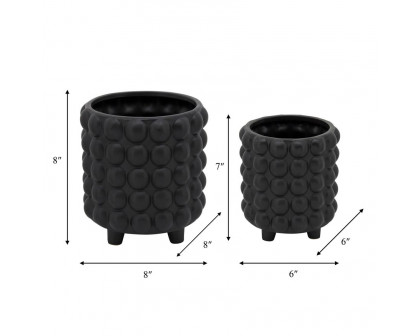 Sagebrook 6"/8" Bubble Planters (Set Of 2) - Matte Black