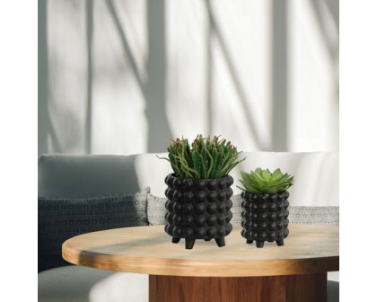 Sagebrook 6"/8" Bubble Planters (Set Of 2) - Matte Black