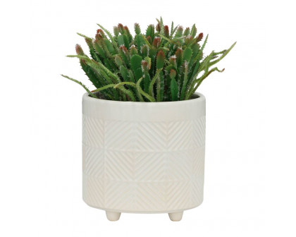 Sagebrook 6"/8" Textured Planters (Set Of 2) - Shiny White