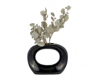 Sagebrook 11" Ceramic Oval Vase - Siny Black