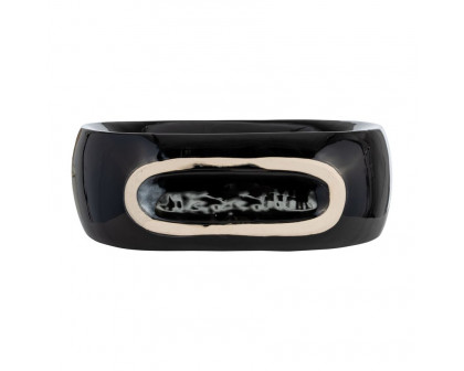 Sagebrook 11" Ceramic Oval Vase - Siny Black