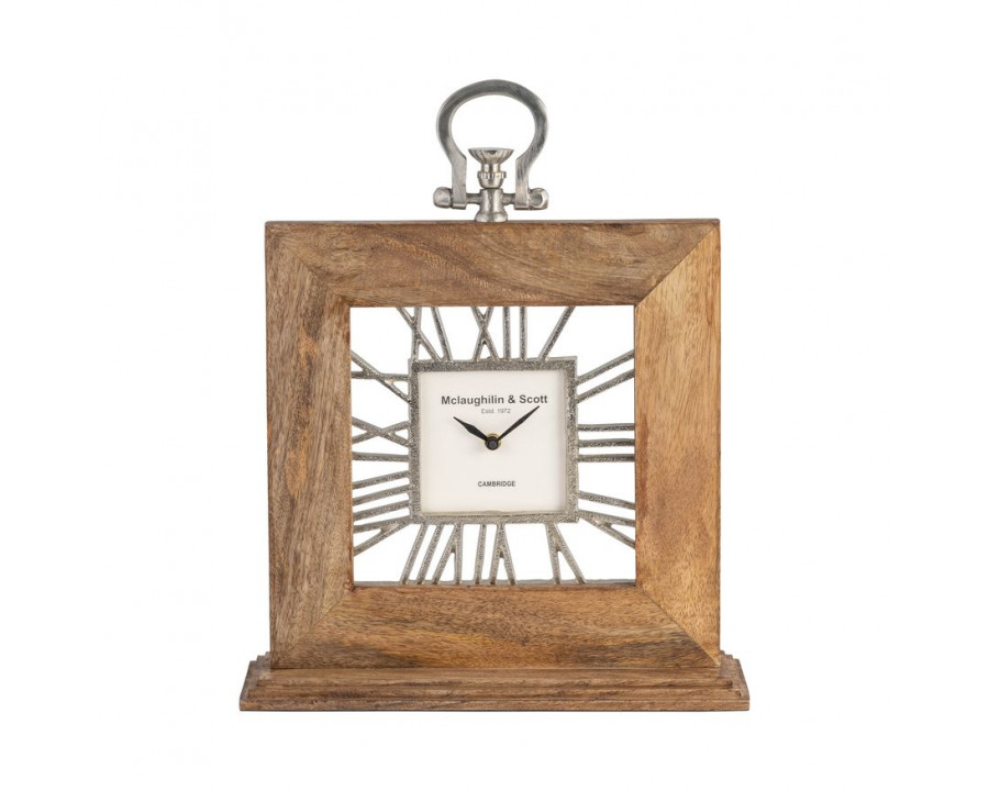 Sagebrook 13"x14" Mango Wood Table Clock - Natural