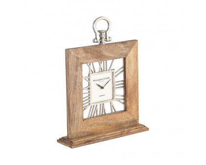 Sagebrook 13"x14" Mango Wood Table Clock - Natural