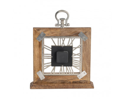 Sagebrook 13"x14" Mango Wood Table Clock - Natural