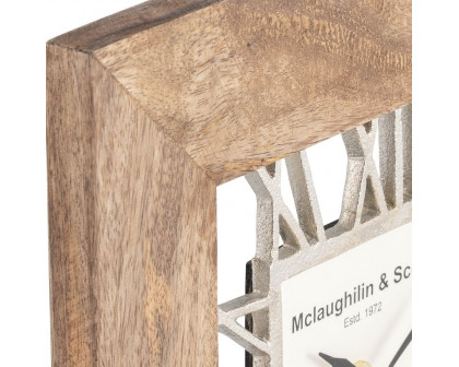 Sagebrook 13"x14" Mango Wood Table Clock - Natural